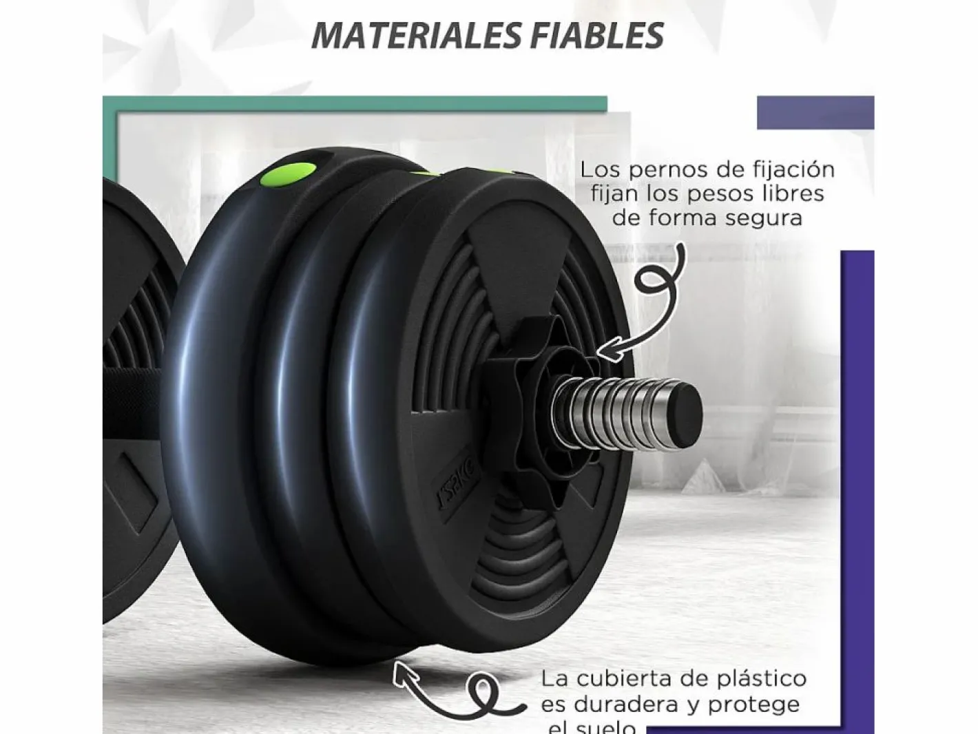 SPORTNOW Pack de 2 mancuernas Go 20kg 2 en 1 Negro Best
