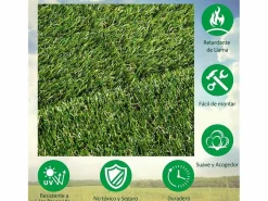 Outsunny Césped Artificial|Pack de 10 placas de césped artificial verde grosor 25mm