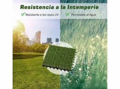 Outsunny Césped Artificial|Pack de 10 placas de césped artificial verde grosor 25mm