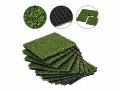 Outsunny Césped Artificial|Pack de 10 placas de césped artificial verde grosor 25mm
