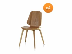 Pack de 4 sillas contrachapado roble^