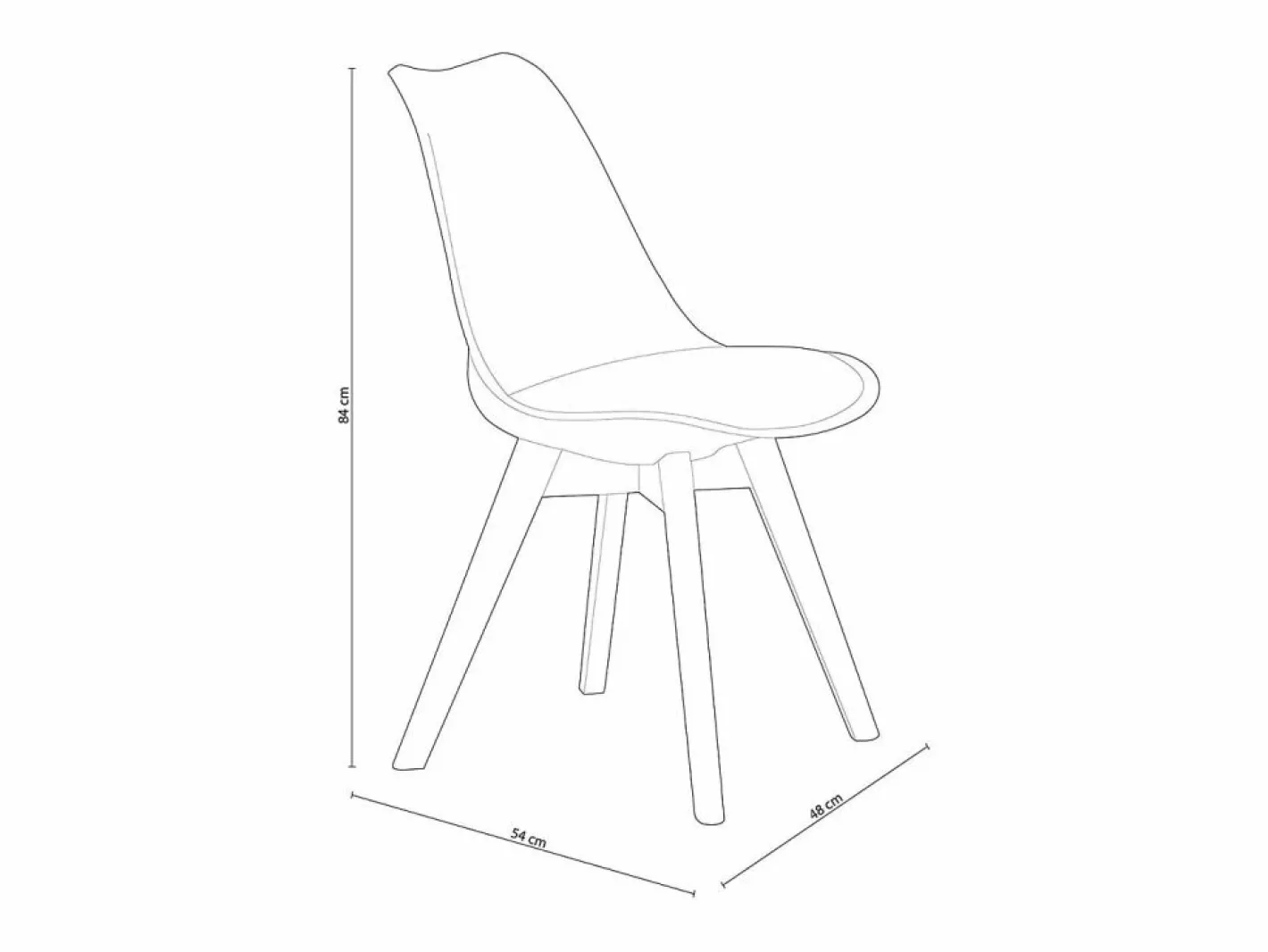 Basic Pack de 4 sillas de comedor Bistro estilo nórdico Adec Blanco Outlet