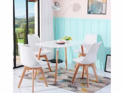 Basic Pack de 4 sillas de comedor Bistro estilo nórdico Adec Blanco Outlet