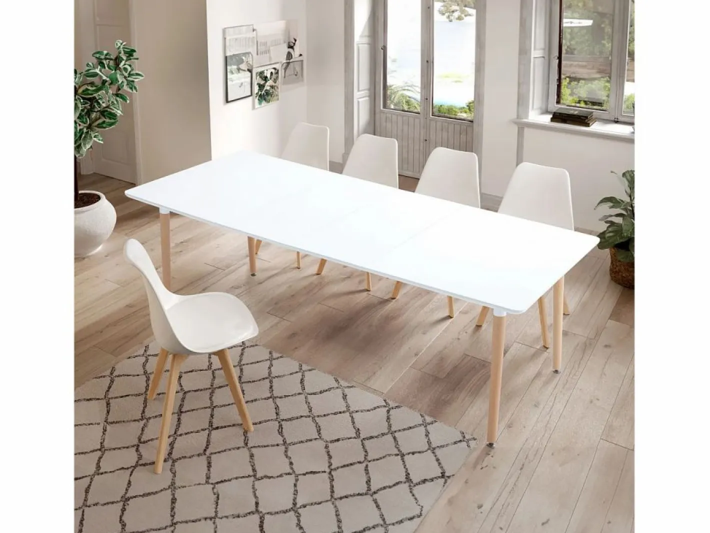 Basic Pack de 4 sillas de comedor Bistro estilo nórdico Adec Blanco Outlet