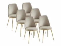 Vente-unique Sillas Y Lotes De Sillas|Pack de 6 sillas estilo art déco con carcasa de terciopelo y metal dorado - - NEBINA