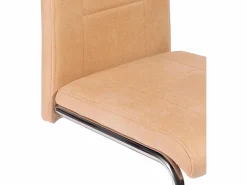 Pack de 4 Sillas Tapizadas para Salón y Comedor – Acabado Color Beig con Patas Cromadas de Aluminio, Medidas: 42,5 cm x 52 cm x 99 cm^ Hot