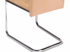Pack de 4 Sillas Tapizadas para Salón y Comedor – Acabado Color Beig con Patas Cromadas de Aluminio, Medidas: 42,5 cm x 52 cm x 99 cm^ Hot