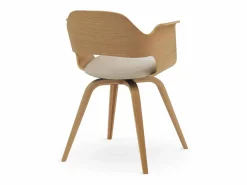 Pack de 4 sillones madera contrachapado roble asiento tapizado Color natural claro Clearance