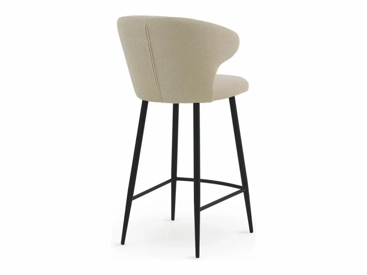 Pack de 2 taburetes tapizados color beig patas metálicas negras Beige Online