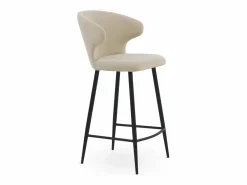 Pack de 2 taburetes tapizados color beig patas metálicas negras Beige Online