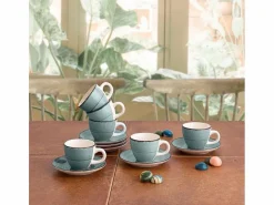Vajilla|Vajilla|Pack de 6 tazas Vita Morning Quid con platillo cerámica turquesa 9 cl