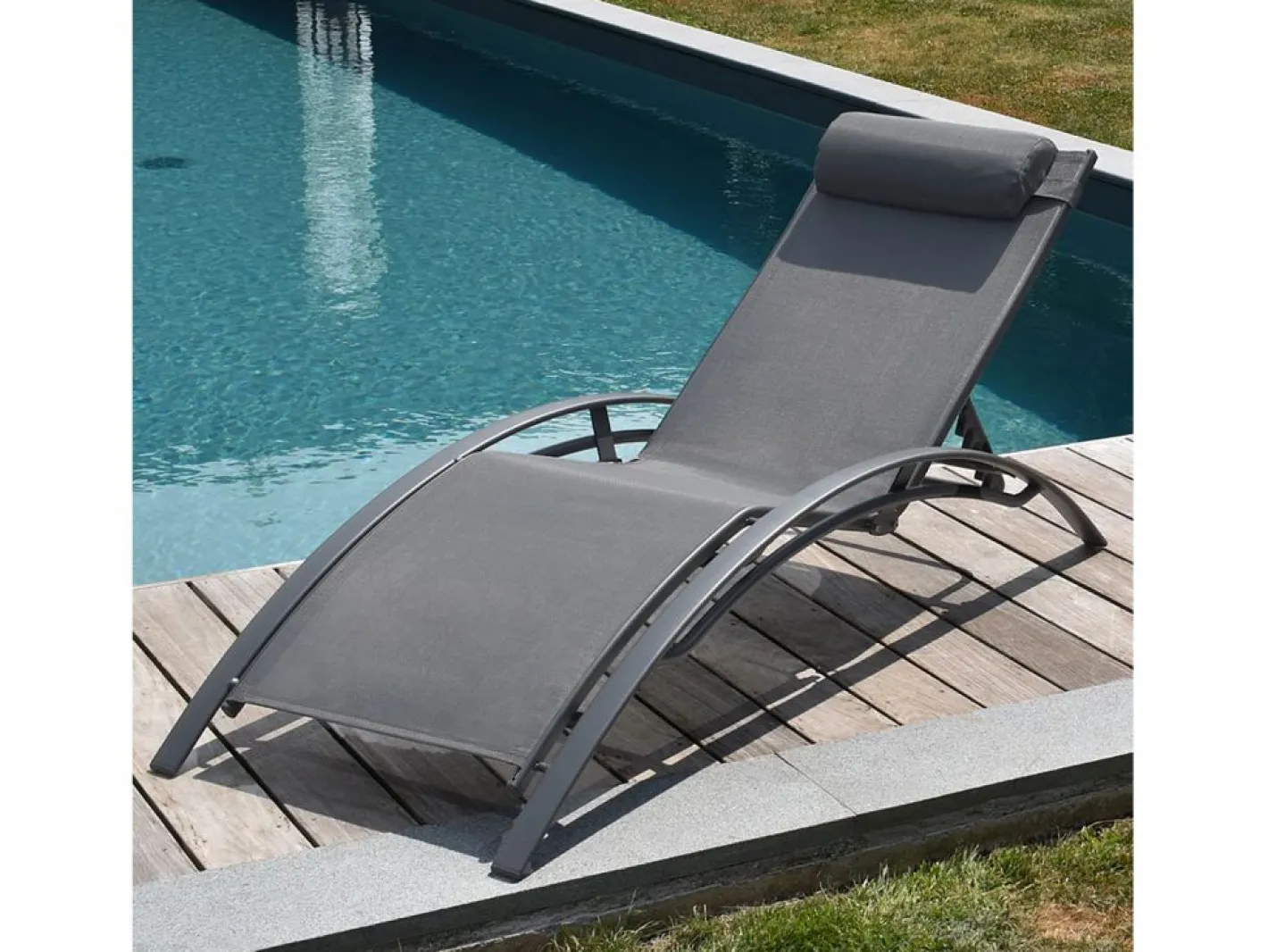 Happy Garden Pack de 2 tumbonas GALAPAGOS en textileno aluminio antracita Gris Sale