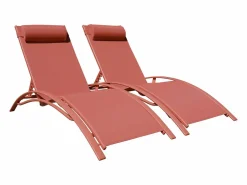 Happy Garden Pack de 2 tumbonas GALAPAGOS en textileno terracota aluminio terracota Naranja