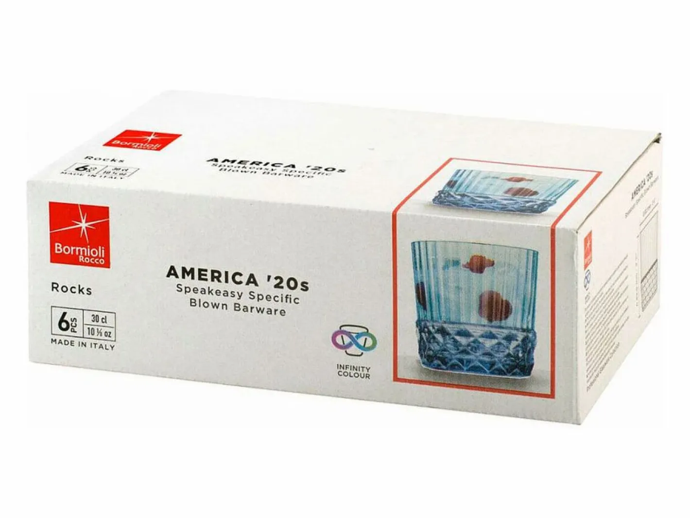 Bormioli Rocco Pack de 6 vasos America 20's Bormioli 30cl con relieve Azul Online