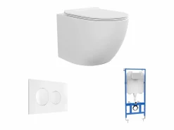 Pack de inodoro flotante mate con bastidor de soporte y placa de activación, JAVOINE^Vente-unique Clearance