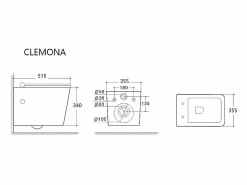 Vente-unique Inodoro Suspendido|Pack de inodoro flotante, cerámica mate con bastidor, placa de activación, CLEMONA