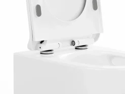 Vente-unique Pack de inodoro flotante brillante con soporte y placa de accionamiento, JAVOINE Blanco New