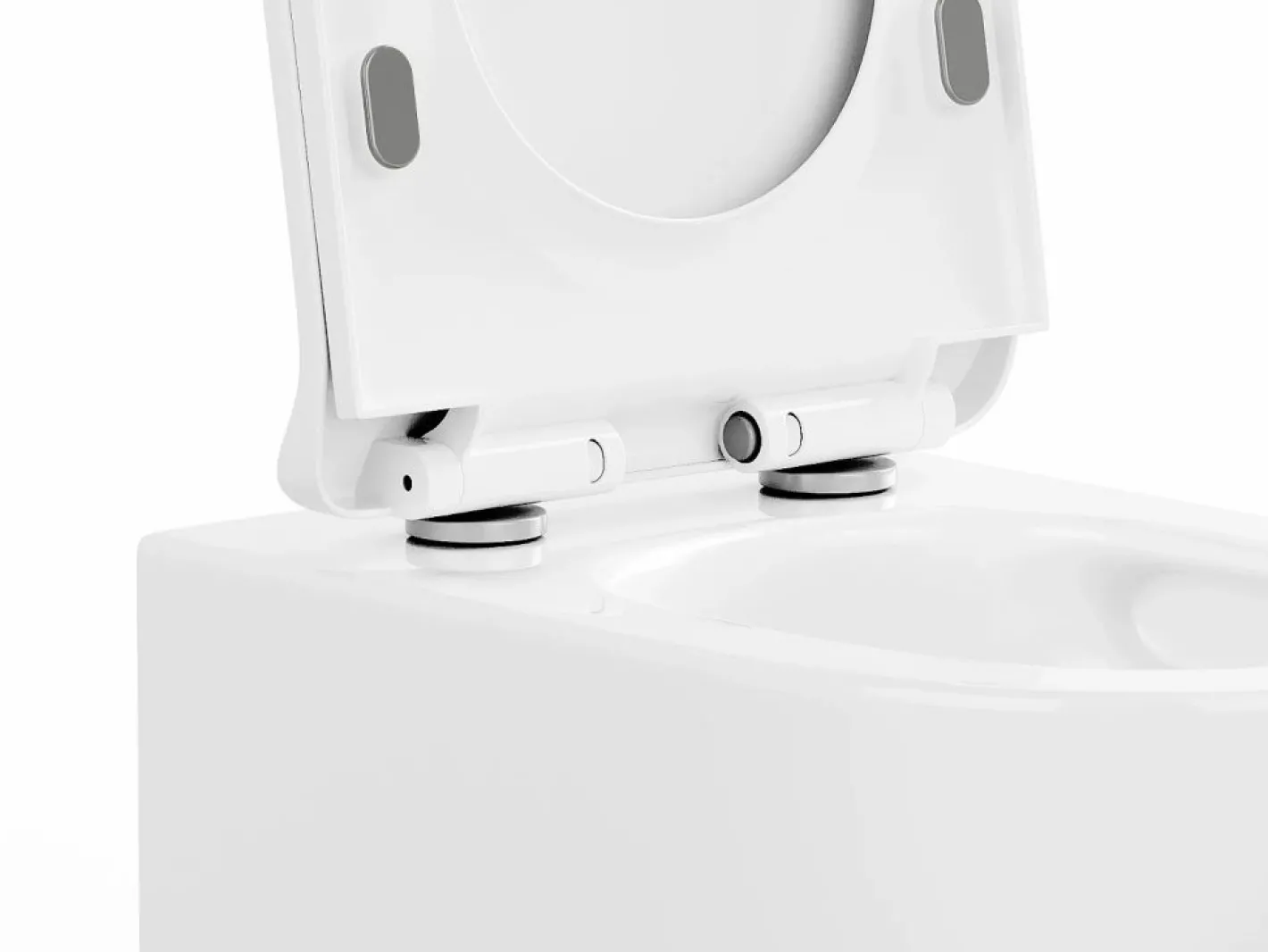 Vente-unique Pack de inodoro flotante brillante con soporte y placa de accionamiento, JAVOINE Blanco New