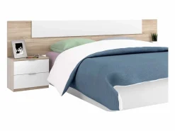 Pack Dormitorio Alaya y Roble 150cm (cama+cabecero+2 Mesas+arm.)^ New