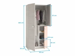 Pack Dormitorio Infantil Cama Nido con Estante y Armario Rosa/Blanco^ Best