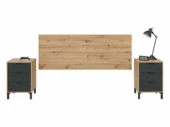 Pack dormitorio Roble Nodi y antracita 150 cm o 135 cm Gris