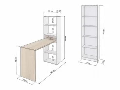 duehome Pack escritorio y estantería Cosmic Plus Blanco Artik (Blanco Mate) - Roble Canadian Color natural claro Discount