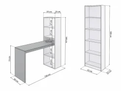 duehome Mesa De Ordenador|Pack escritorio y estantería Cosmic Plus Blanco Artik (Blanco Mate) - Antracita