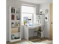 duehome Pack escritorio y estantería Cosmic Plus Blanco Artik (Blanco Mate) Gris Best
