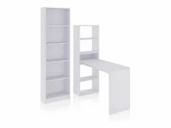 duehome Pack escritorio y estantería Cosmic Plus Blanco Artik (Blanco Mate) Gris Best