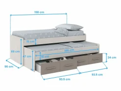 Dormitorio Completo|Pack Hab. Juvenil: cama Nido + armario + escritorio con somieres /Basalto