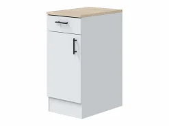 Pack Muebles Cocina Kira Modular Brillo/Roble Canadian 7 Módulos Blanco