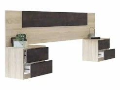 Pack Muebles Dormitorio Andy Armario Cabezal Mesitas Cama 150x190 Marru00f3n Sale