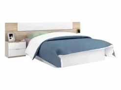Dormitorio Completo|Pack Muebles Dormitorio Nórdico, Cama 150 cm (cabezal+2 Mesitas+armario)