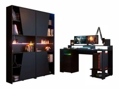 Mesa Gaming|Pack muebles gaming LED moderno (mesa gamer + 2 estanterías)