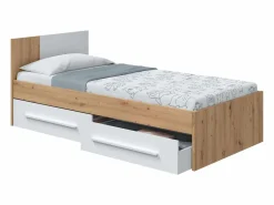 Pack muebles juvenil cama y armario mate y roble nodi diseño moderno Blanco Sale