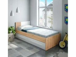 Pack muebles juvenil cama y armario mate y roble nodi diseño moderno Blanco Sale