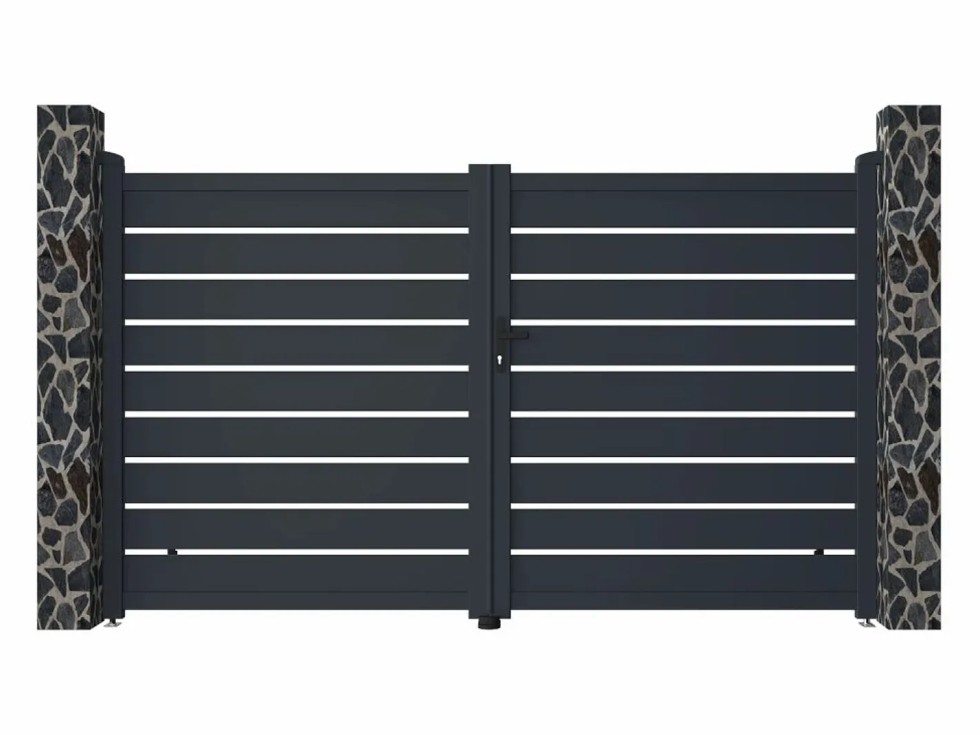 EXPERTLAND Portón|Pack portón calado motorizado antracita de aluminio Ancho 300 x Alt. 176 cm PRIMO