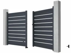 EXPERTLAND Portón|Pack portón calado motorizado antracita de aluminio Ancho 300 x Alt. 176 cm PRIMO