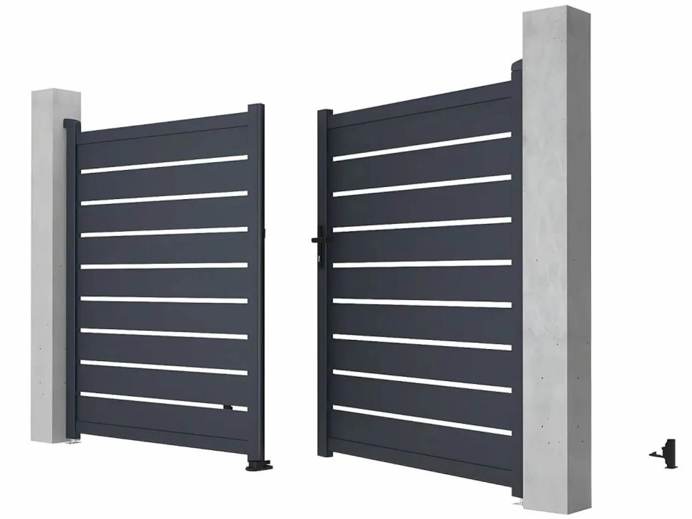 EXPERTLAND Portón|Pack portón calado motorizado antracita de aluminio Ancho 300 x Alt. 176 cm PRIMO