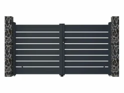 Pack portón calado motorizado antracita de aluminio Ancho 300 x Alt. 158 cm PRIMO^EXPERTLAND Online
