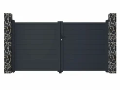 EXPERTLAND Pack portón de aluminio color antracita Ancho 300 x Alt. 158 cm NAZARIO + Motor RIVE Gris antracita Best