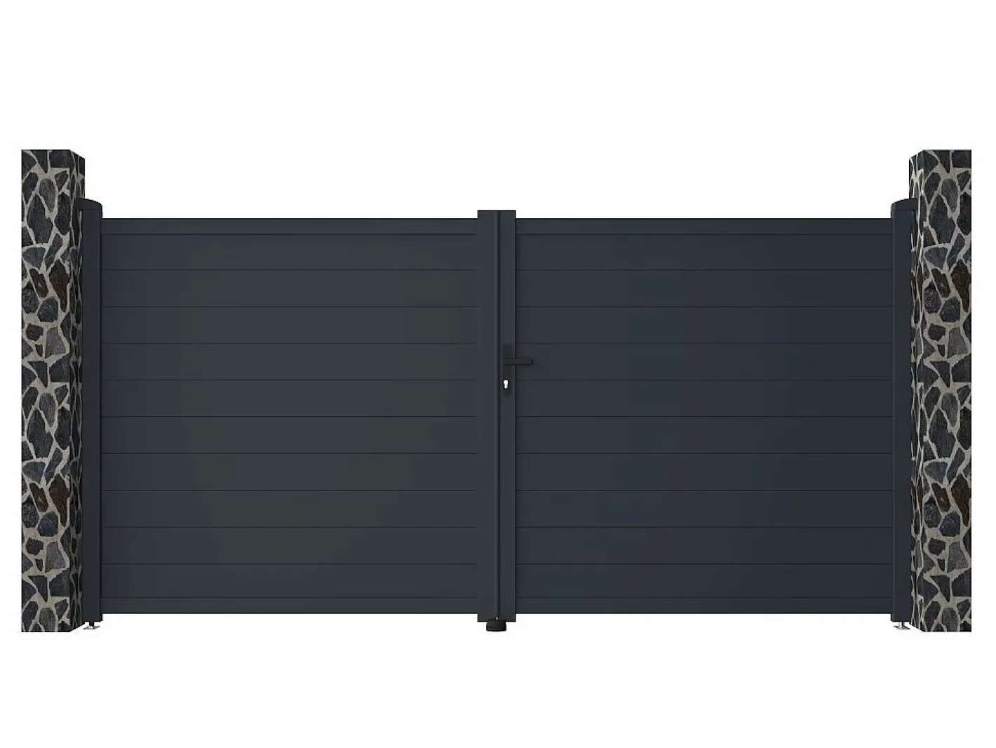 EXPERTLAND Portón|Pack portón de aluminio color antracita Ancho 350 x Alt. 173 cm NAZARIO + Motor RIVE