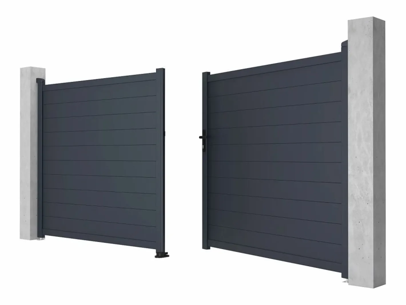 EXPERTLAND Portón|Pack portón de aluminio color antracita Ancho 350 x Alt. 173 cm NAZARIO + Motor RIVE