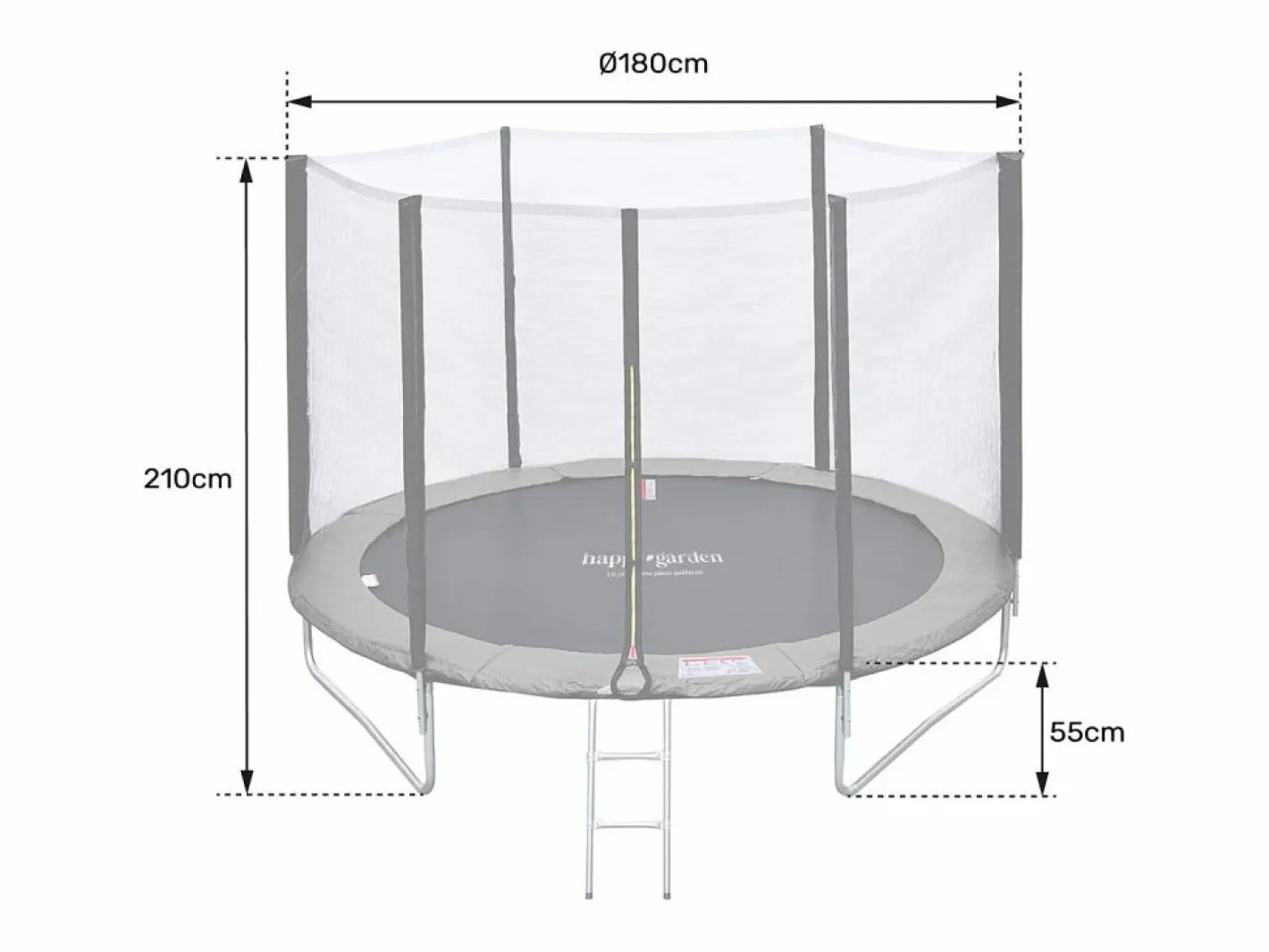 Happy Garden Cama Elástica|Pack Premium Trampolín 180cm reversible / azul CAIRNS + red, escalera, funda y kit de anclaje
