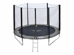 Happy Garden Cama Elástica|Pack Premium Trampolín 245cm reversible / rosa CANBERRA + red, escalera, funda y kit de anclaje