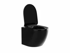 Vente-unique Pack WC flotante de cerámica brillante con soporte decorativo, JAVOINE Negro Clearance