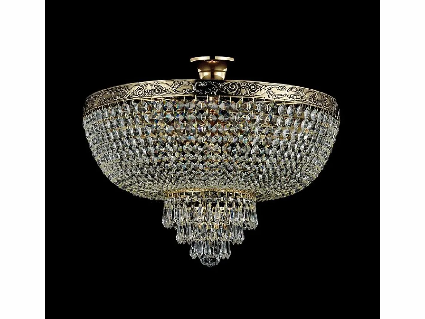 Maytoni Palace Plafón Semi Empotrado Oro Antiguo & Cristal, 6 Luces, E27 Dorado