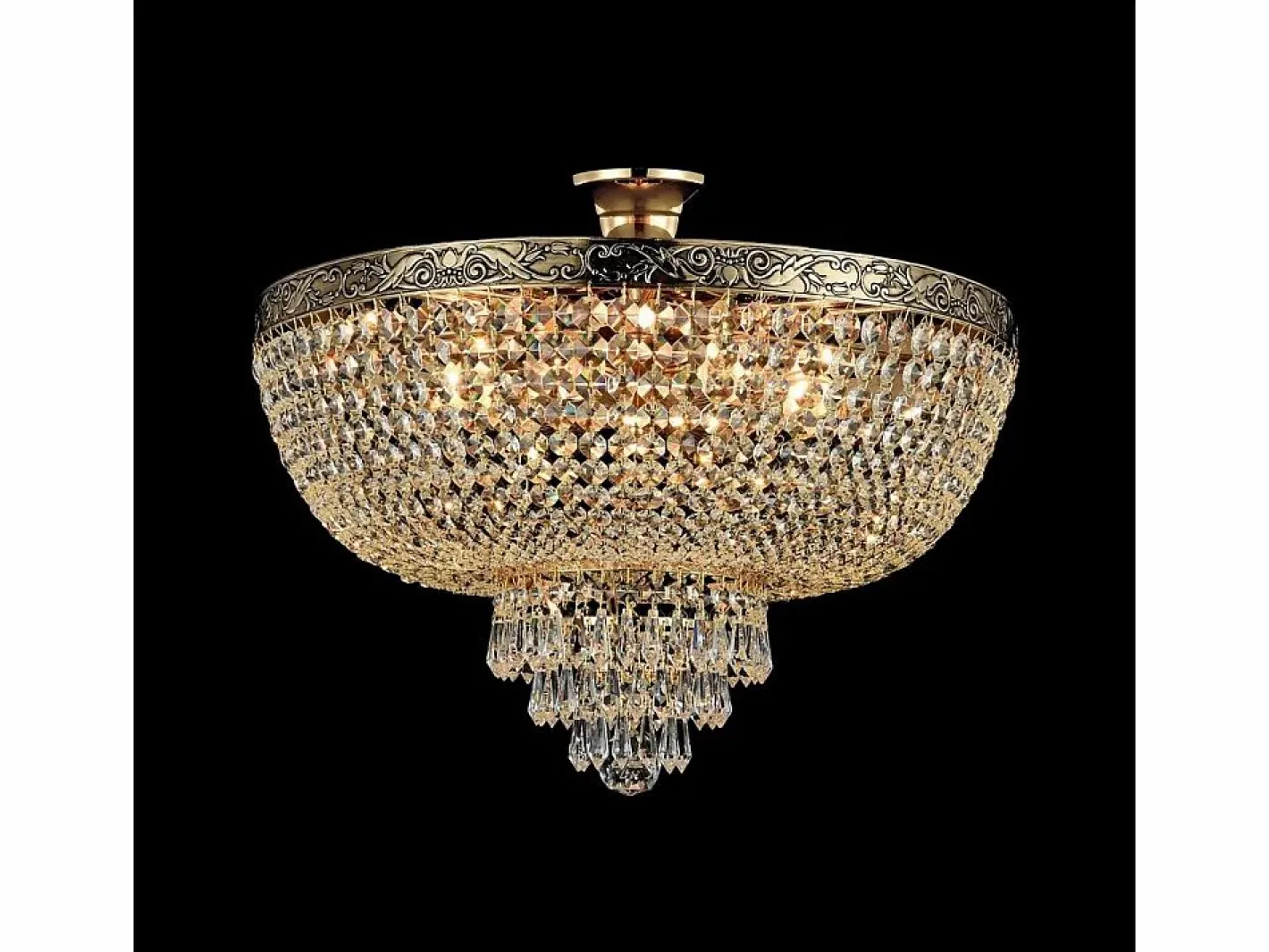 Maytoni Palace Plafón Semi Empotrado Oro Antiguo & Cristal, 6 Luces, E27 Dorado
