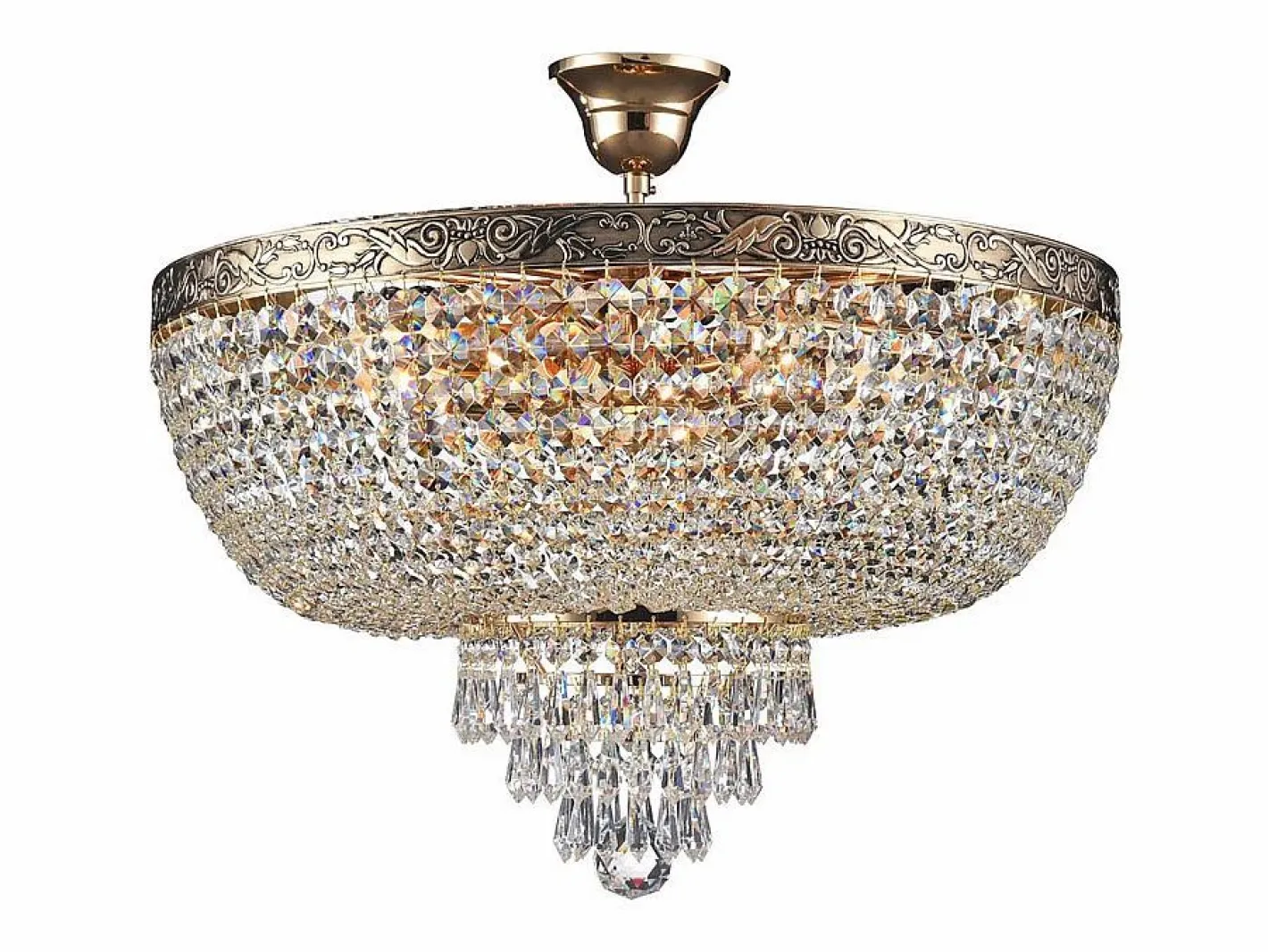 Maytoni Palace Plafón Semi Empotrado Oro Antiguo & Cristal, 6 Luces, E27 Dorado