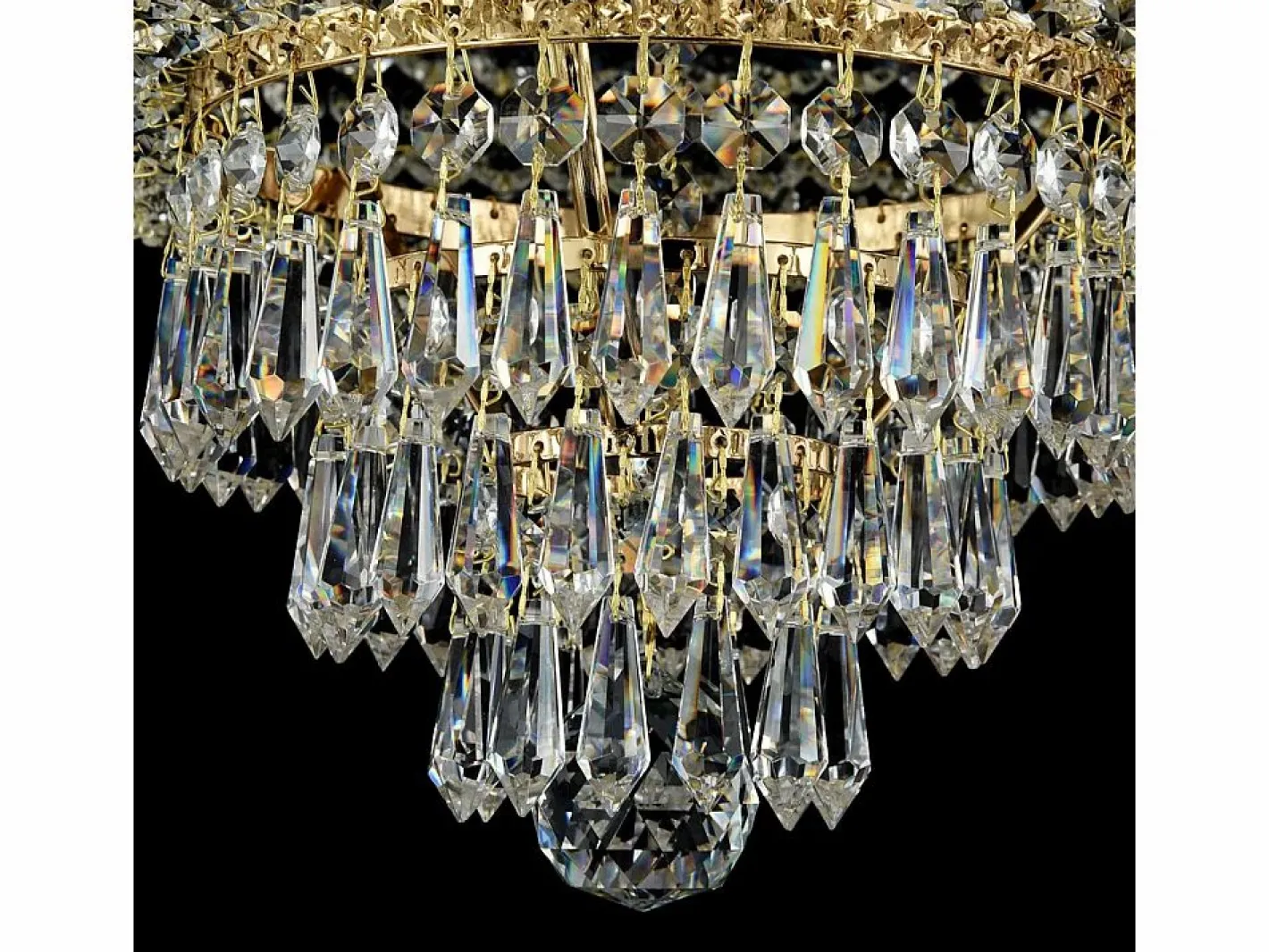 Maytoni Palace Plafón Semi Empotrado Oro Antiguo & Cristal, 6 Luces, E27 Dorado